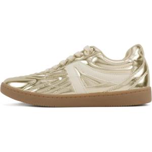 Soda Vastine ~ Women Round Toe Lace-Up Low Top Sneakers(Gold/Beige)