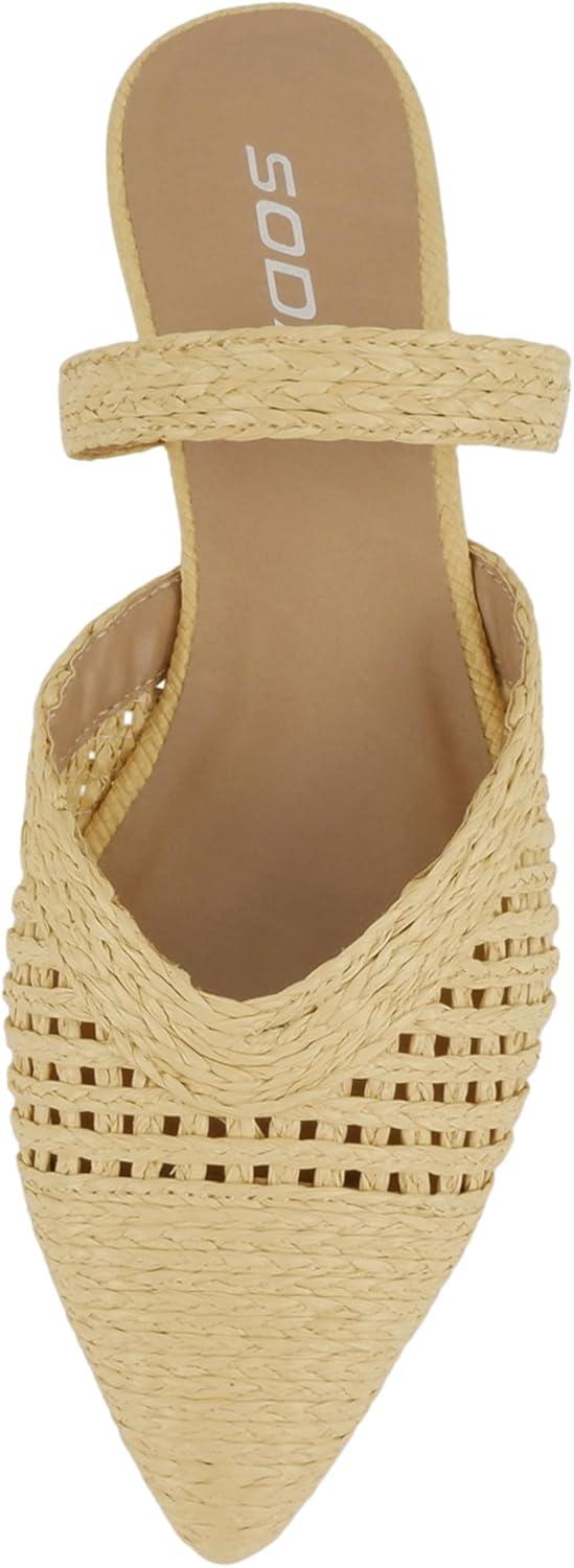 imageSoda Eladio  Women Pointed Toe Geometric Cut SlipOn PumpsBeige Raffia