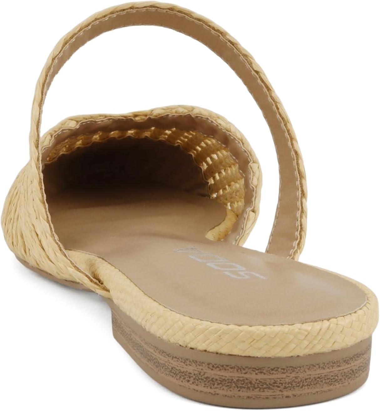 imageSoda Eladio  Women Pointed Toe Geometric Cut SlipOn PumpsBeige Raffia