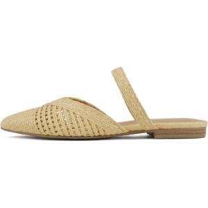 Soda Eladio ~ Women Pointed Toe Geometric Cut Slip-On Pumps(Beige Raffia)