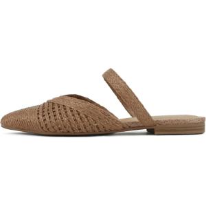 Soda Eladio ~ Women Pointed Toe Geometric Cut Slip-On Pumps(Cognac Raffia)