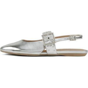 Soda Fruity ~ Women Round Toe Slingback Mule with Buckle Straps(Silver Pu)
