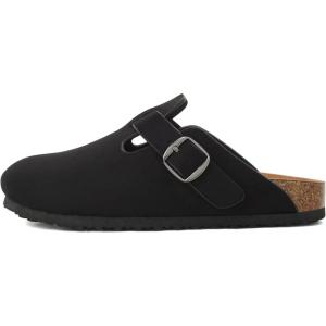 Soda Regis ~ Women Round Toe Buckle Strap Slip-On Flatform Clog(Black Imitation Suede)