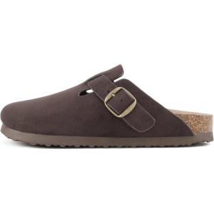 Soda Regis ~ Women Round Toe Buckle Strap Slip-On Flatform Clog(Brown Imitation Suede)