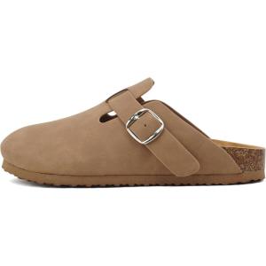 Soda Regis ~ Women Round Toe Buckle Strap Slip-On Flatform Clog(Latte Nubuck)
