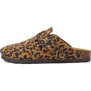Soda Regis ~ Women Round Toe Buckle Strap Slip-On Flatform Clog(Leopard Imitation Suede)