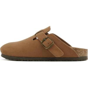 Soda Regis ~ Women Round Toe Buckle Strap Slip-On Flatform Clog(Russet Imitation Suede)