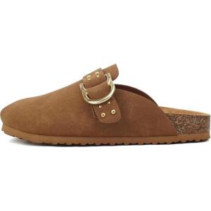 Soda Trisha ~ Women Buckle Strap Slip-On Flatform Mule(Tan Nb)