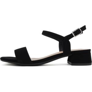 Soda “Episode” ~ Women Square Toe Ankle Strap Low Heeled Sandals(Black Nubuck)