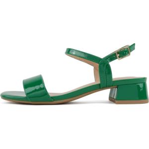 Soda “Episode” ~ Women Square Toe Ankle Strap Low Heeled Sandals(Green Patent)