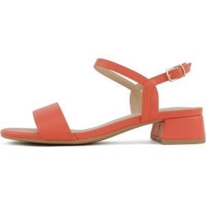 Soda “Episode” ~ Women Square Toe Ankle Strap Low Heeled Sandals(Orange Pu)