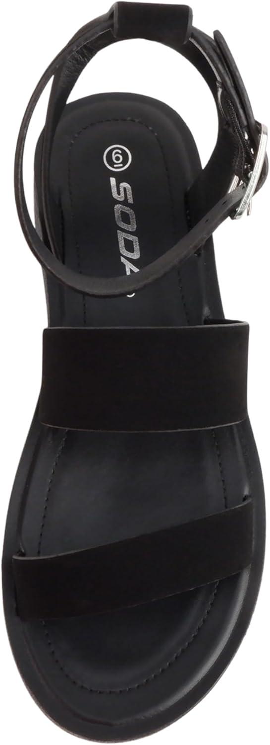 imageSoda Glory  Women Open Toe MultiStrap Flatform SandalsTall Black Pu