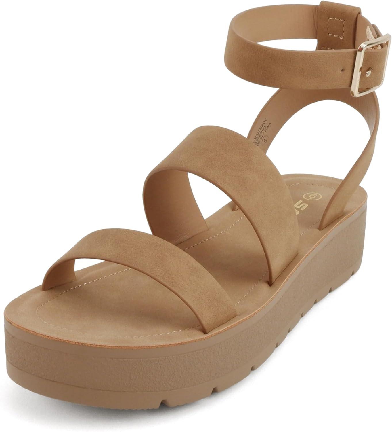 imageSoda Glory  Women Open Toe MultiStrap Flatform SandalsTnatural Nbpu
