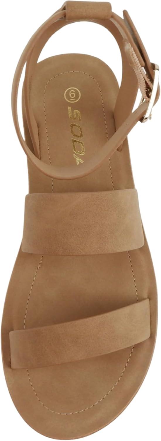 imageSoda Glory  Women Open Toe MultiStrap Flatform SandalsTnatural Nbpu