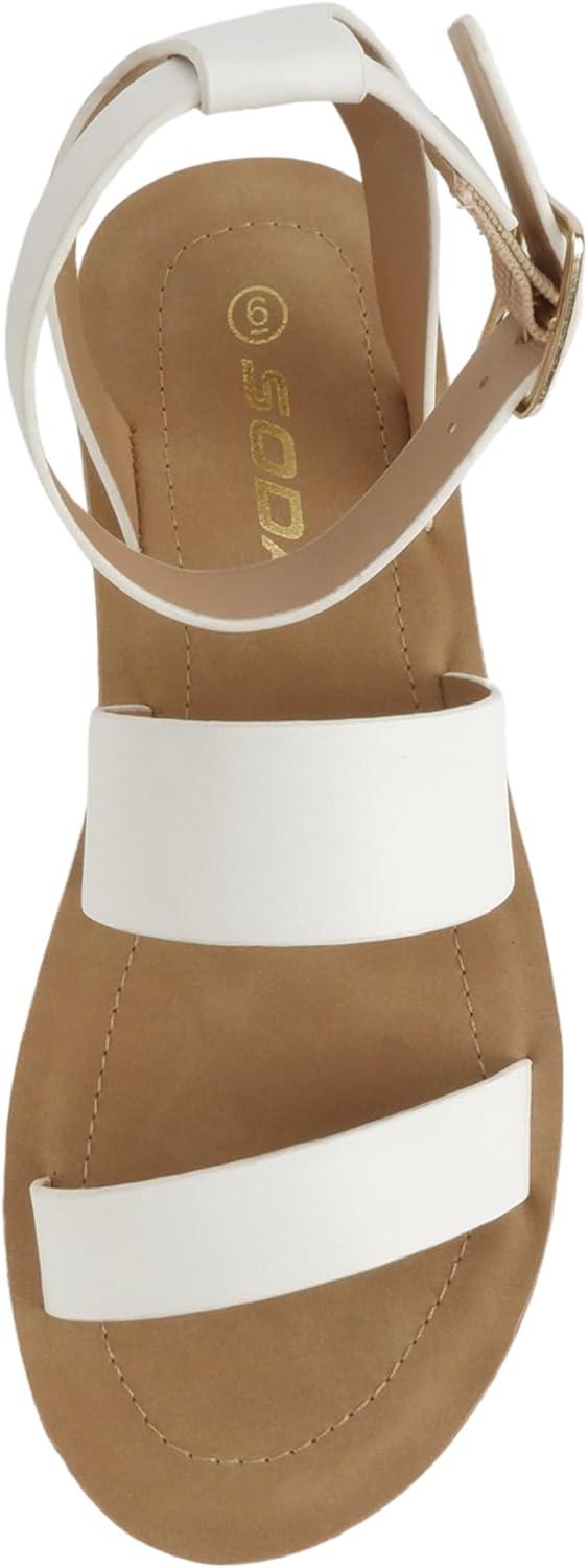 imageSoda Glory  Women Open Toe MultiStrap Flatform SandalsTwhite Pu