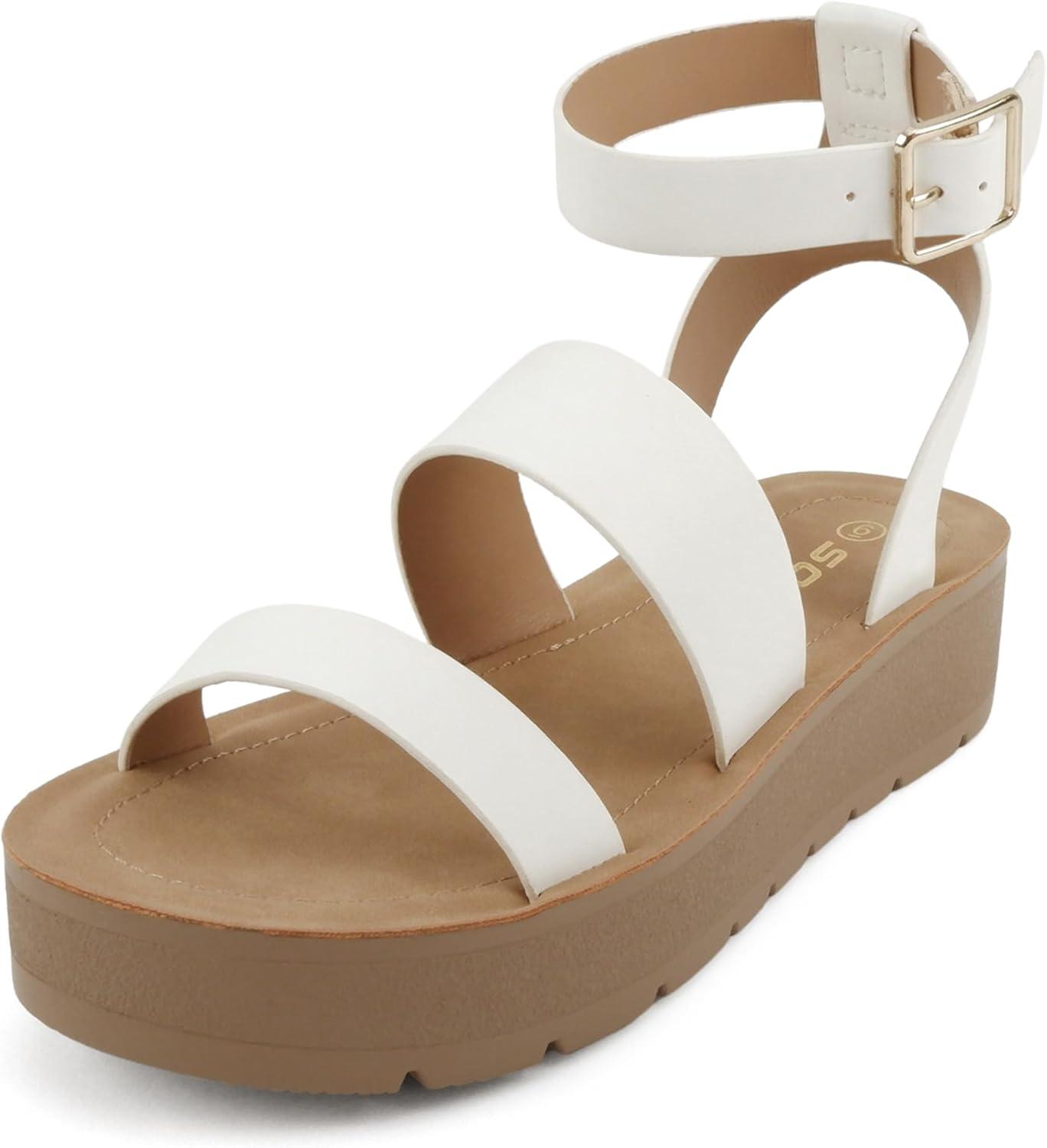imageSoda Glory  Women Open Toe MultiStrap Flatform SandalsTwhite Pu