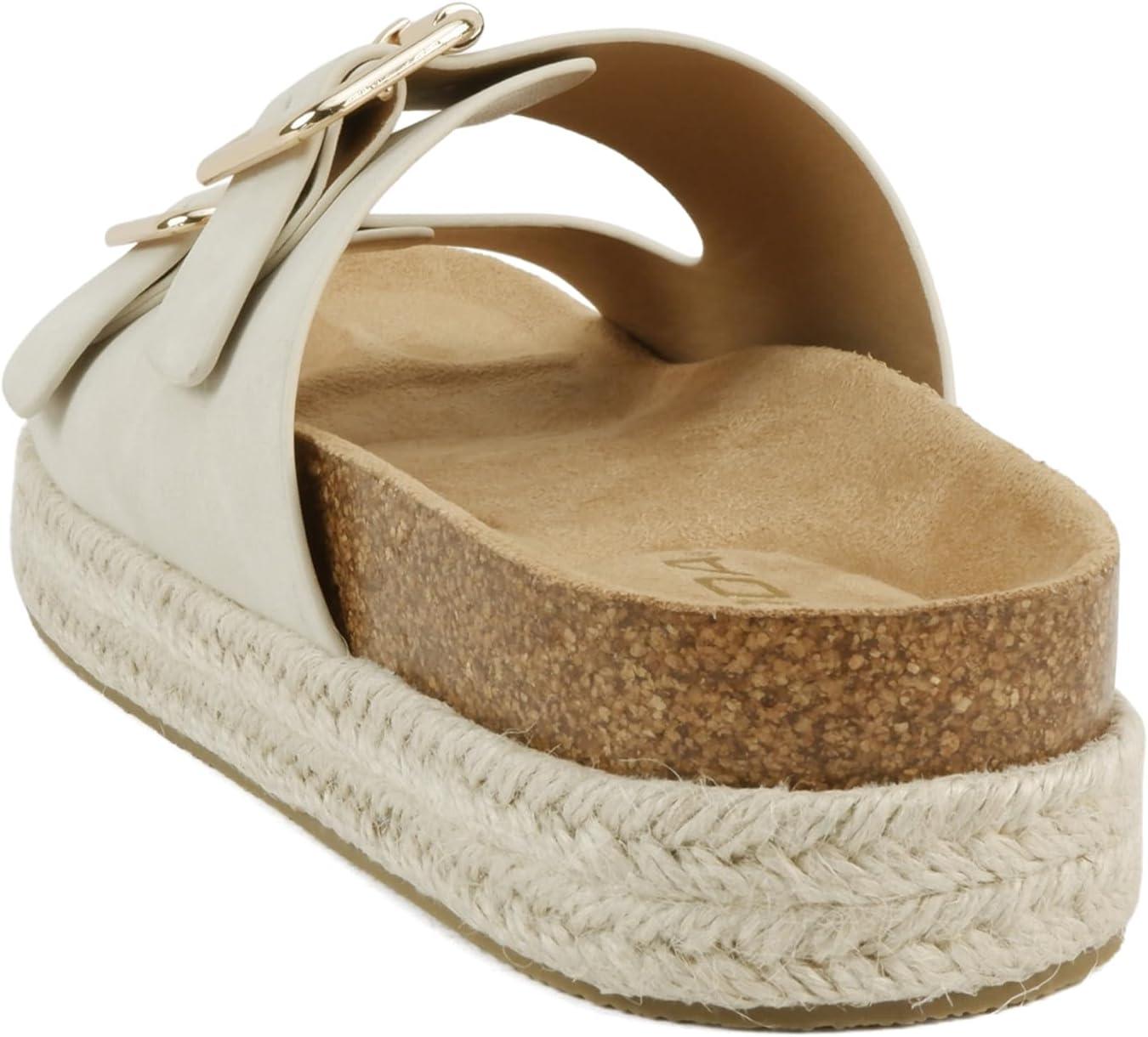 imageSoda Marfa  Women Open Toe Espadrille Flatform Sandals with Double Buckle StrapBone Nubuck