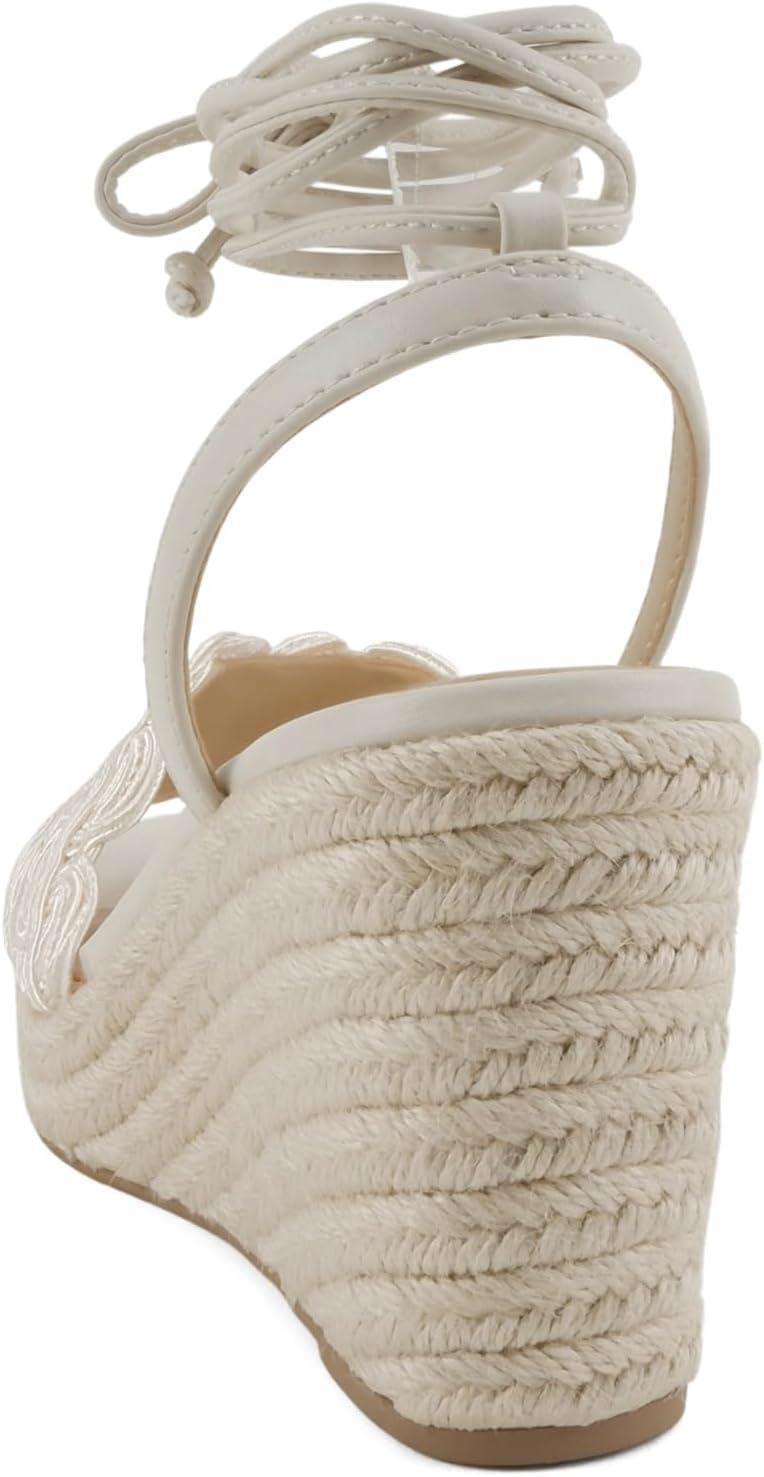 imageSoda Salome  Women Woven Single Band Espadrille Wedge SandalOff White Pu