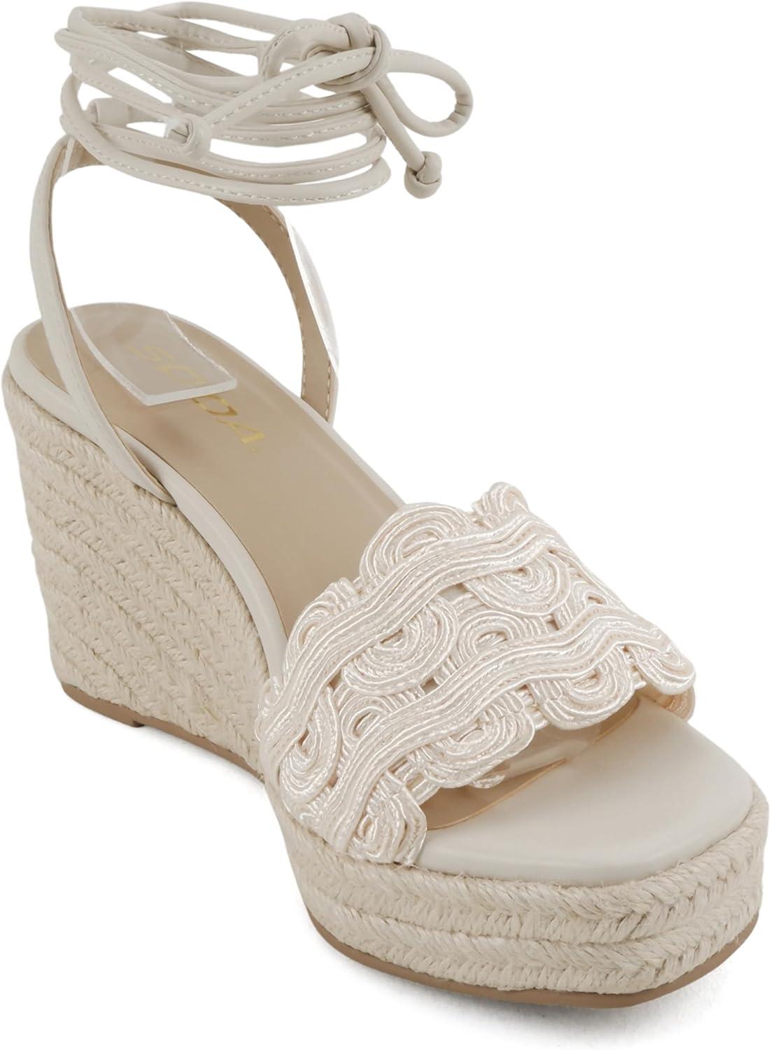 imageSoda Salome  Women Woven Single Band Espadrille Wedge SandalOff White Pu