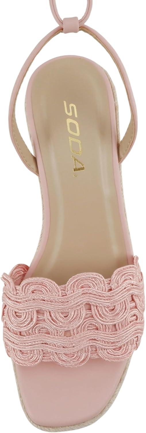 imageSoda Salome  Women Woven Single Band Espadrille Wedge SandalPink Pu
