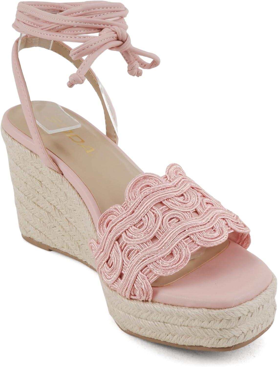 imageSoda Salome  Women Woven Single Band Espadrille Wedge SandalPink Pu