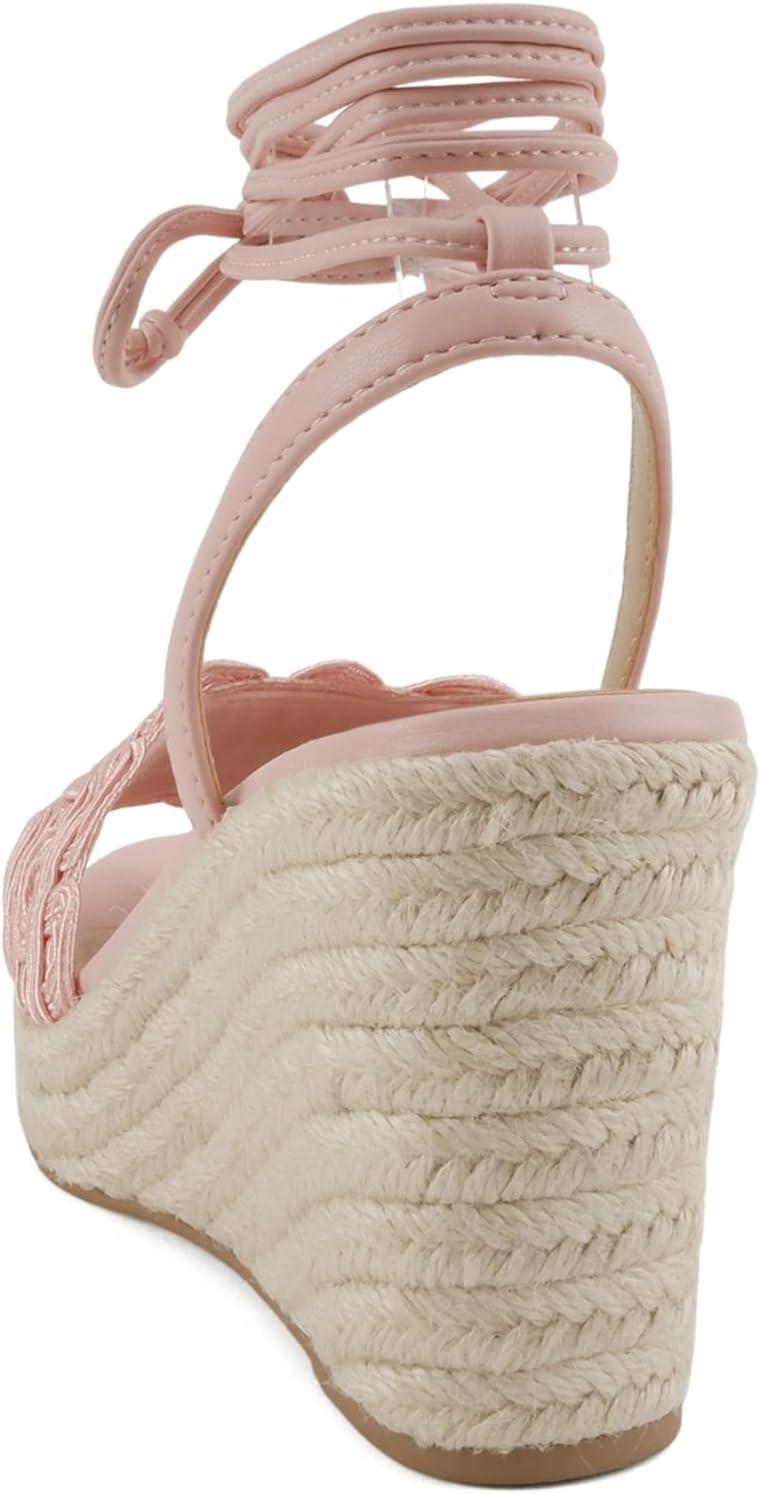 imageSoda Salome  Women Woven Single Band Espadrille Wedge SandalPink Pu