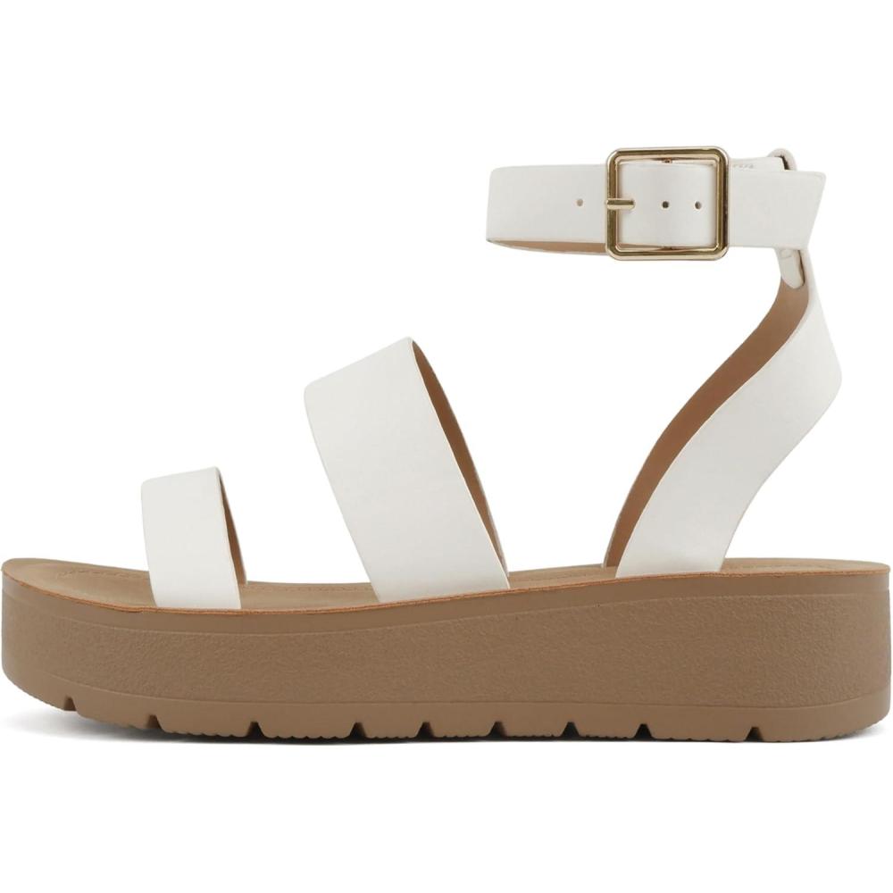 imageSoda Glory  Women Open Toe MultiStrap Flatform SandalsTwhite Pu