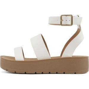 Soda Glory ~ Women Open Toe Multi-Strap Flatform Sandals(T-white Pu)