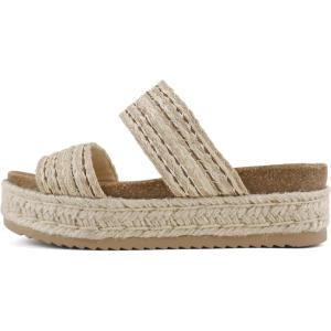 Soda West ~ Women Round Toe Double Band Platform Espadrille Sandal(Natural Multi)