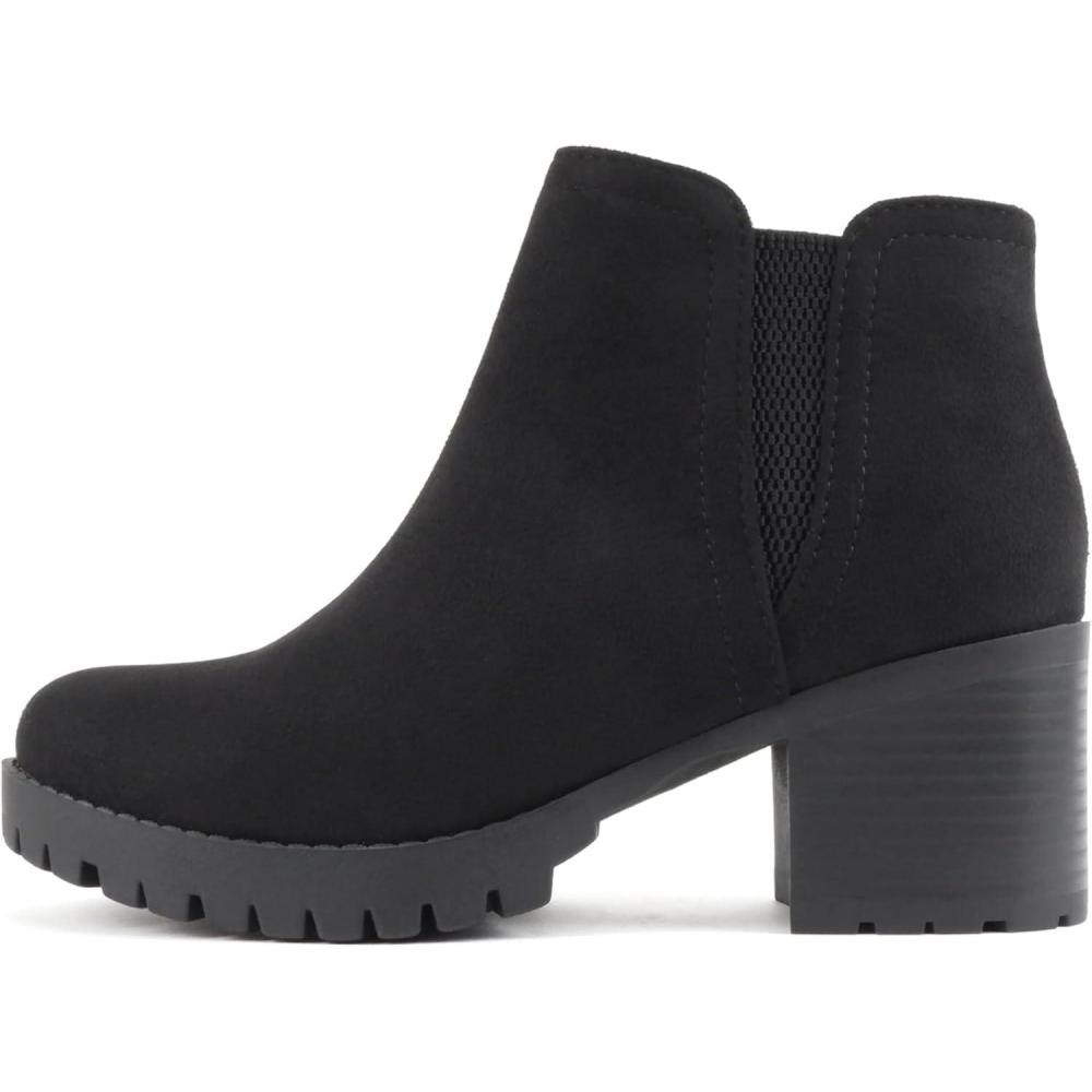 imageSoda Thumb  Women Lug Sole Ankle Boot with Side ZipperBlack Suede
