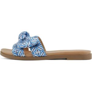 Soda Writer ~ Women Round Toe H-Band Bow Slide Sandals(Blue Multi)