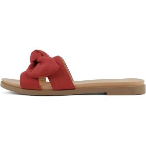Soda Writer ~ Women Round Toe H-Band Bow Slide Sandals(Red Suede)