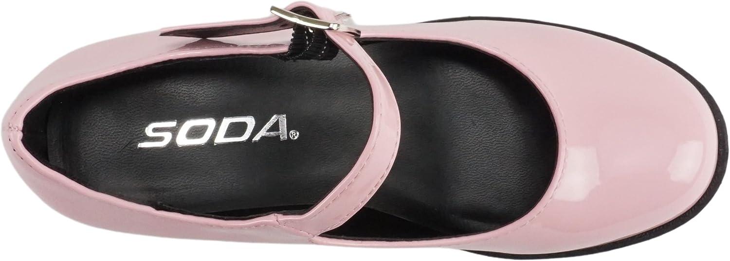 imageSoda Boxer2 KidsChildrenGirls Lug Sole Block Heel Mary Jane with Adjustable StrapPink Patent