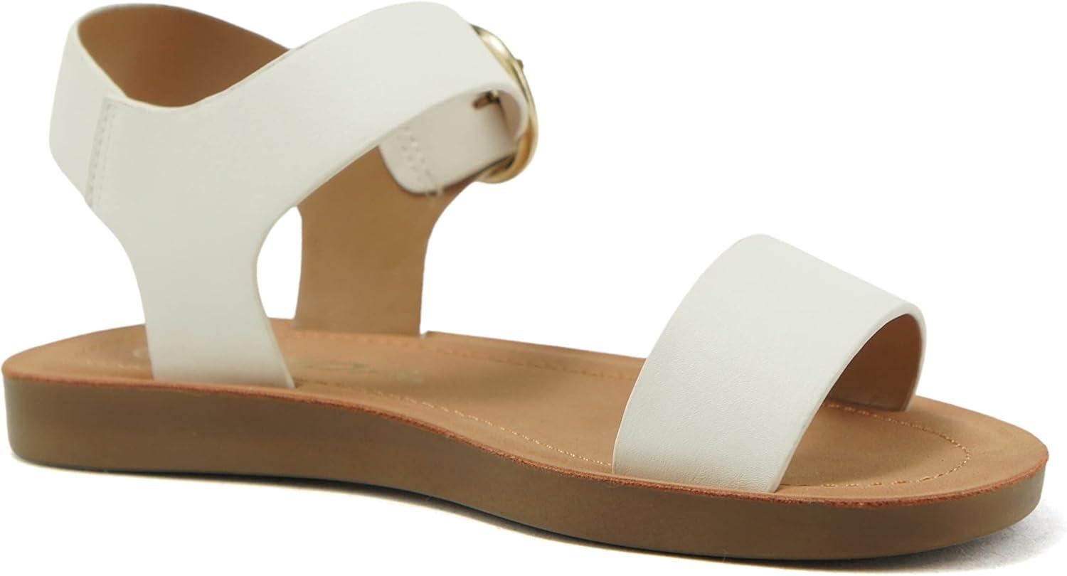 imageSoda COMPEL2 KIDSCHILDRENGIRLS Casual Open Toe Single Band Fashion Slide Flat Sandal with Adjustable Ankle Strap