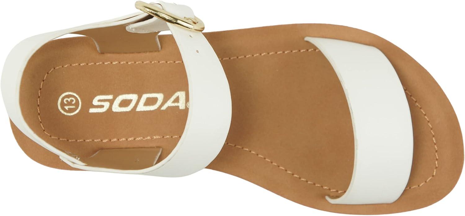 imageSoda COMPEL2 KIDSCHILDRENGIRLS Casual Open Toe Single Band Fashion Slide Flat Sandal with Adjustable Ankle Strap