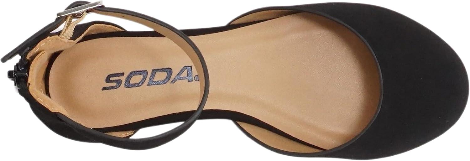 imageSoda Missy2  Little KidsChildrenGirls Closed Round Toe Back Counter Open Side Ankle Strap Zipper Fashion Flat ShoeBlack Nubuck