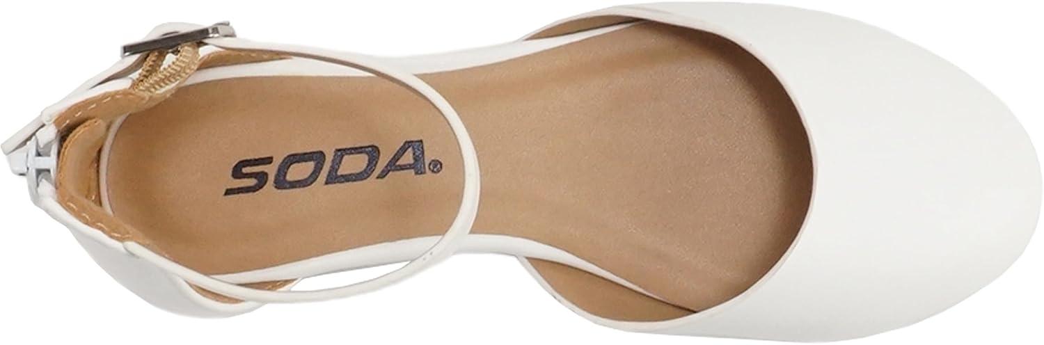 imageSoda Missy2  Little KidsChildrenGirls Closed Round Toe Back Counter Open Side Ankle Strap Zipper Fashion Flat ShoeWhite Pu