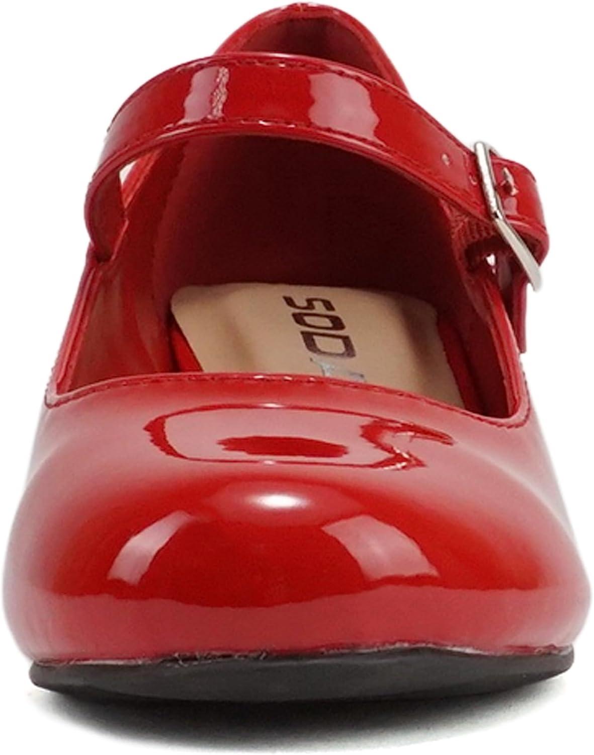 imageSoda Pela2  Little KidsChildrenGirls Closed Round Toe Mary Jane Ankle Strap Low Block Heel Pump Shoe