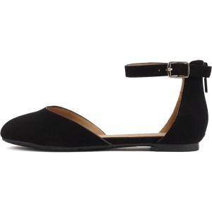 Soda “Missy-2” ~ Little Kids/Children/Girls Closed Round Toe Back Counter Open Side Ankle Strap Zipper Fashion Flat Shoe(Black Nubuck)