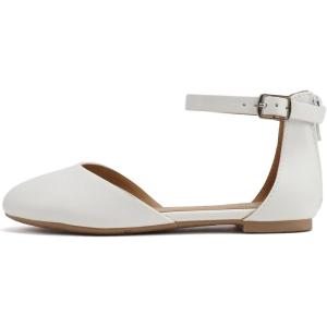 Soda “Missy-2” ~ Little Kids/Children/Girls Closed Round Toe Back Counter Open Side Ankle Strap Zipper Fashion Flat Shoe(White Pu)