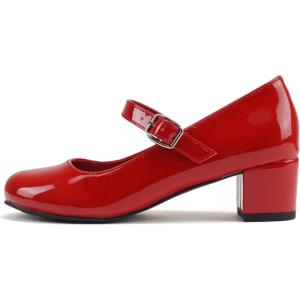Soda “Pela-2” ~ Little Kids/Children/Girls Closed Round Toe Mary Jane Ankle Strap Low Block Heel Pump Shoe