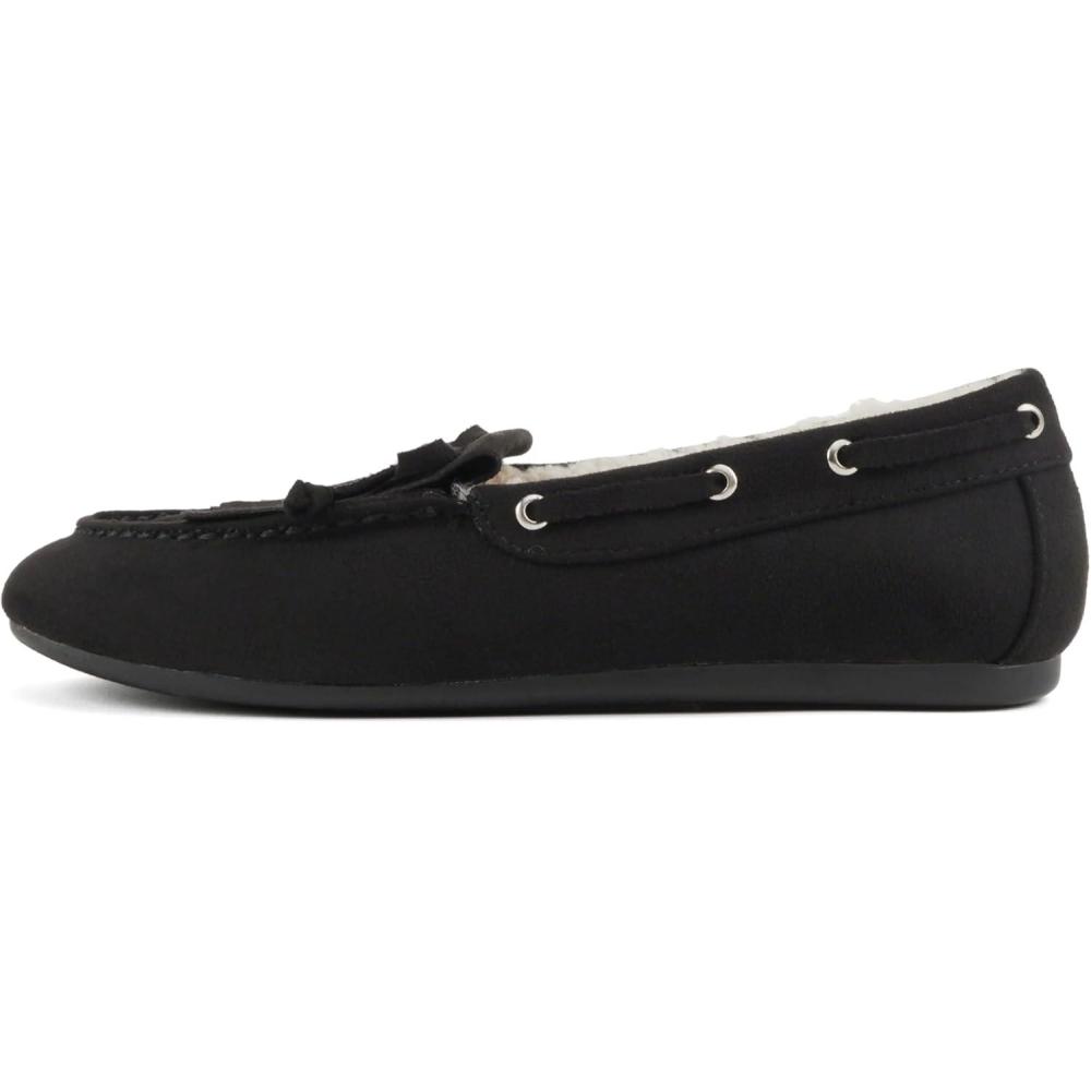 imageSoda Bowen  Women Round Toe FleeceLined Tassel Flat ShoeBlack Suede