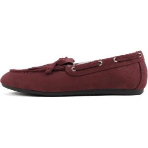 Soda Bowen ~ Women Round Toe Fleece-Lined Tassel Flat Shoe(Dark Burgundy Suede)