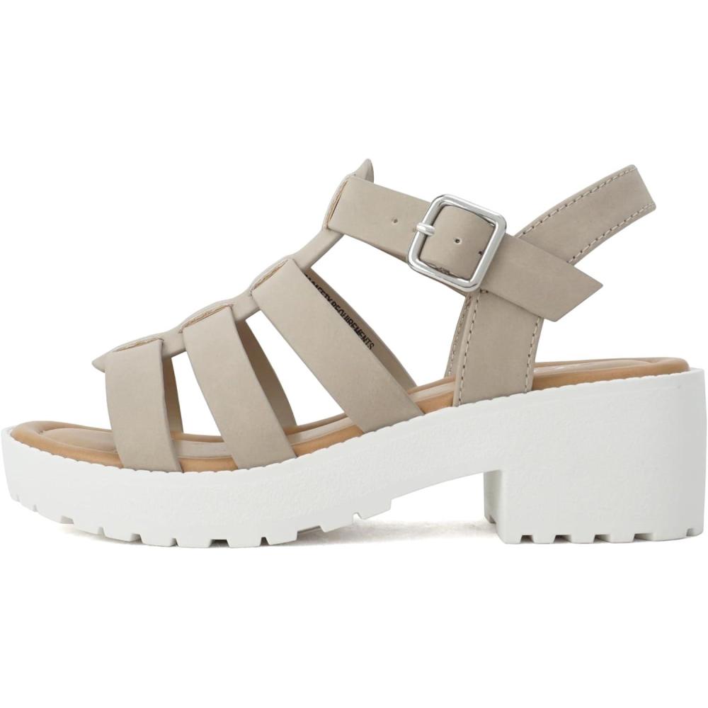 imageSoda NEOLA2  Little KidsChildrenGirls Open Toe Ankle Strap Low Heel Lug Sole Fisherman SandalSand Nbpu