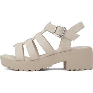 Soda “NEOLA-2” ~ Little Kids/Children/Girls Open Toe Ankle Strap Low Heel Lug Sole Fisherman Sandal(Dk Nude Pu)