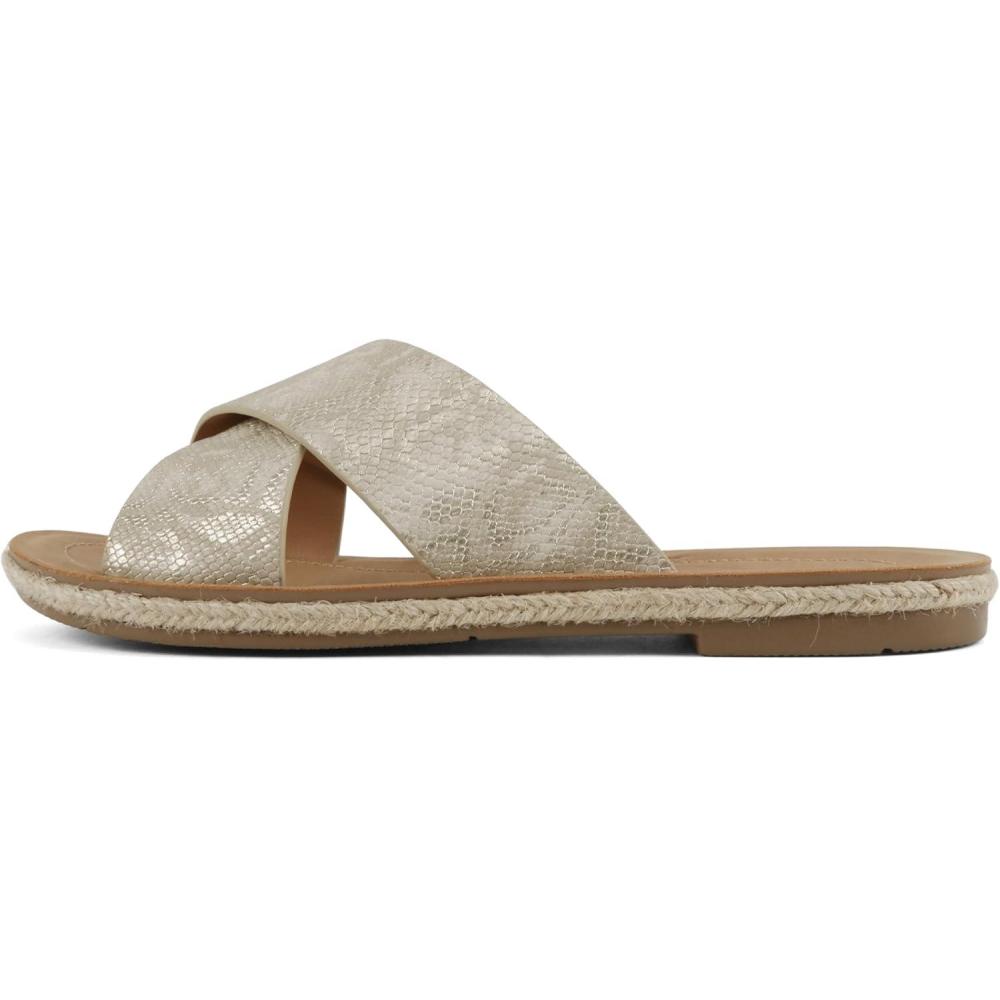 imageSoda Prism  Women Round Toe Crisscross Band Espadrille Slide SandalsGold Snake