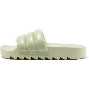 Soda BETWEEN ~ Women Flat Open Toe Single Plush Wide Strap With Fashion Footbed Slide Sandal(L-green Pu)