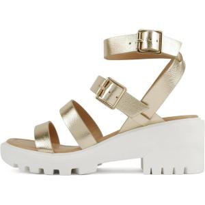Soda Napoli ~ Women Round Toe Lug Sole Gladiator Wedge Sandal(Gold Pu)
