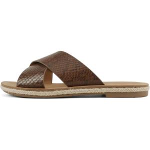 Soda Prism ~ Women Round Toe Crisscross Band Espadrille Slide Sandals(Brown Snake)
