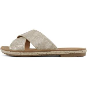Soda Prism ~ Women Round Toe Crisscross Band Espadrille Slide Sandals(Gold Snake)